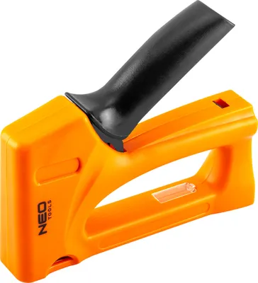 Obrázok produktu pre NEO TOOLS zošívačka na nábytok ručná zošívačka na čalúnenie , 4-8 mm, na J-spony, telo ABS, profilovaná rukoväť, bezpečnostný zámok, na čalúnnické práce, dekorácie, upevňovanie fólií, kože a iné