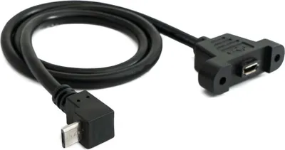 Zdjęcie produktu dla SYSTEM-S Kabel USB 2.0 30 cm z gniazda Micro B do wtyczki kątowej czarny