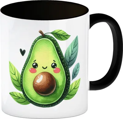 Produktbild von Lächelnde Avocado Kaffeebecher in schwarz