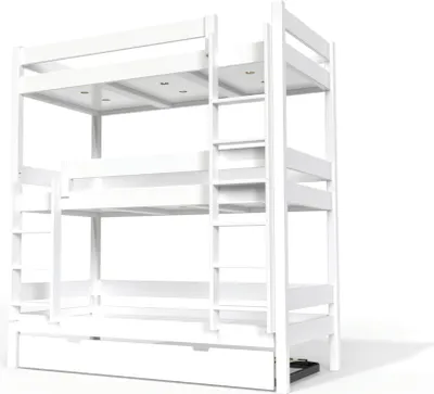 Produktbild von Etagenbett 4 Plätze 90X190 holz ABC - Weiß