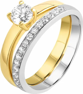 Produktbild von Zeeme Silber Ring 925/- Sterling Silber gelb 021 (66,1) Zirkonia weiß 360272445