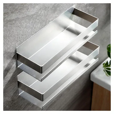 Produktbild von 2 Stück selbstklebende Duschregale ohne Bohren, Edelstahl Badezimmerregal in Silber, 30 cm