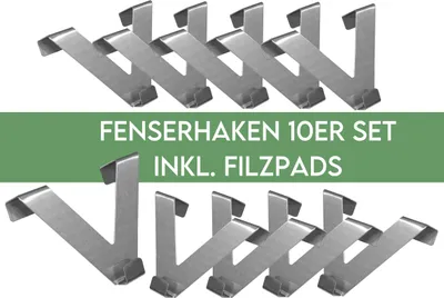Produktbild von HOME WOHNIDEEN Easy Fix Haken (10 Haken)  10 cm 10 Fensterhaken Metall