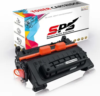A black toner cartridge with orange accents is shown in front of its packaging box.