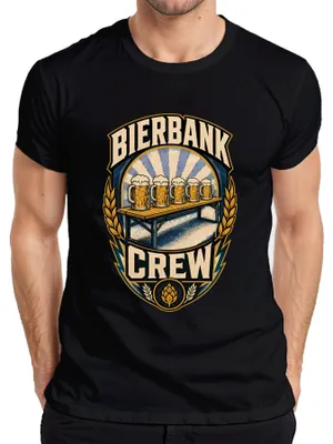 Zdjęcie produktu dla Koszulka męska "Bierbank Crew  Stammtisch Trinken Party Lederhose", czarna, rozmiar 3XL
