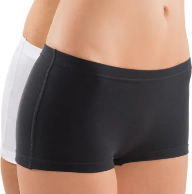 Produktbild von HERMKO 5700 2er Pack Damen Panty aus anschmiegsamer Baumwolle / Elasthan, Farbe:weiß / schwarz, Größe:40/42 (M)