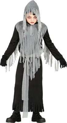 Produktbild von Böser Geist Kinder Fetzen Kostüm als Verkleidung für Halloween und Karneval Größe: L