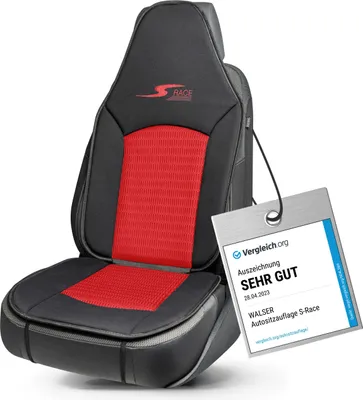 Produktbild von WALSER Car Comfort Auto-Sitzauflage S-Race, Auszeichnung * Autositzauflage für Highback-/Pilotensitze, Universal Sitzschoner-Auto, Sitzauflage-Auto Vordersitze rot/schwarz