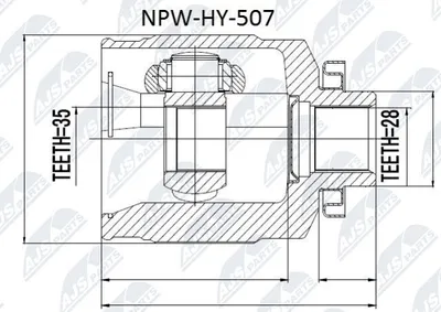 Produktbild von NTY Gelenksatz Antriebswelle Getriebeseitig für KIA SORENTO I (JC) NPW-HY-507