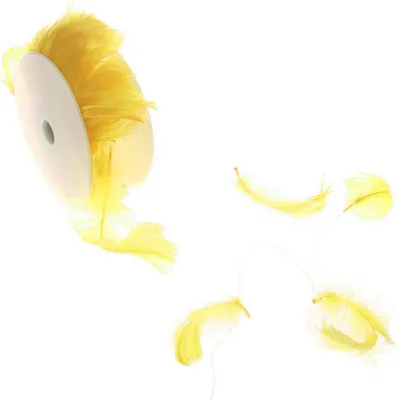 Produktbild von Drahtgirlande mit Maraboufedern - Gelb - 0,1 mm Ø - 9 m - 6763-0,1-9-10