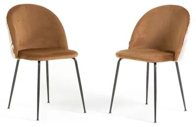 Produktbild von Set 2 gepolsterte Esszimmerstühle aus dekoriertem Samt, Metallbeine, elegantes Design für Küche, Esszimmer, Bar und Restaurants SARA - Zebra/Dunkelgrau