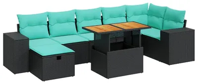 Imagen del producto de vidaXL Juego de 8 piezas de sofá de jardín con cojines, color gris, fabricado en ratán sintético y con patas de acacia