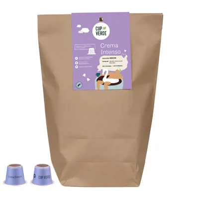 Produktbild von CUP VERDE – 80 nachhaltige Crema Intenso Kaffeekapseln - kompatibel mit Nespresso* - extra kräftig - fair gehandelt - schonend geröstet