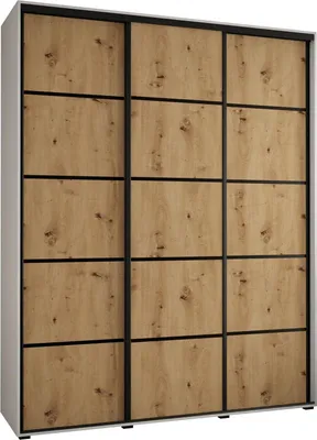 Produktbild von MEBLE KRYSPOL Davos 4 Schrank, drei Türen - 235,2x190x60 cm - Weiß Artisan Schwarz