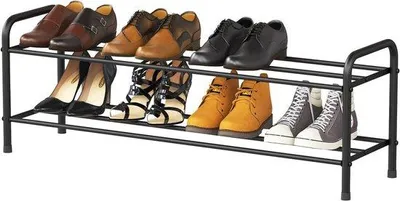 Image de Étagère à chaussures à 2 niveaux, empilable, 8 paires, noire, 80 cm