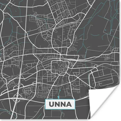 Produktbild von MuchoWow® Poster Stadtplan - Deutschland - Blau - Unna - Karte 75x75 cm - Wand Dekoration