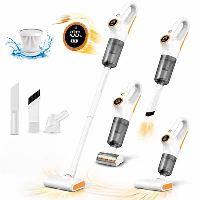 Produktbild von 2-in-1 Tragbar Handstaubsauger, 15000Pa Kabelloser Staubsauger, Stabstaubsauger mit LED-Anzeige, HEPA-Filter, Staubsauger für Zuhause & Hartholzboden