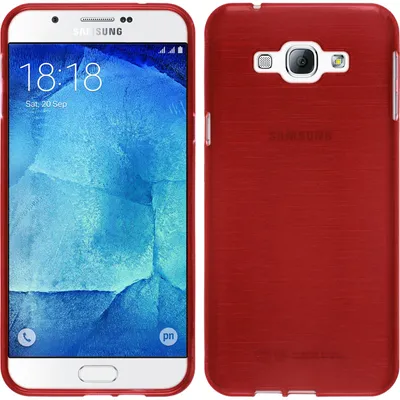 Produktbild von PhoneNatic Case kompatibel mit Samsung Galaxy A8 (2015) - rot Silikon Hülle brushed + 2 Schutzfolien