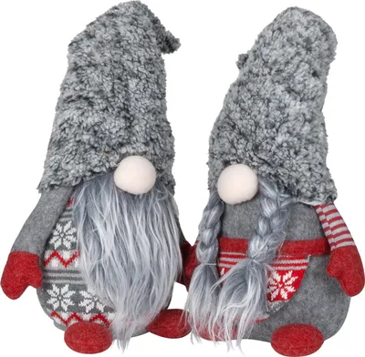 Image de Couple de lutins 30cm, set de 2 figurines décoratives de Noël