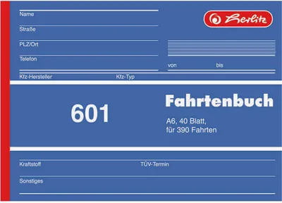 Produktbild von Herlitz Formularbuch "Fahrtenbuch 601" A6 quer 40 Blatt