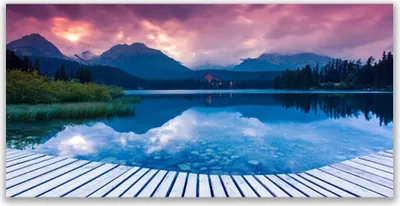 Produktbild von Glasbilder 120x60 Wandbild Druck auf Glas Gebirge See Landschaft