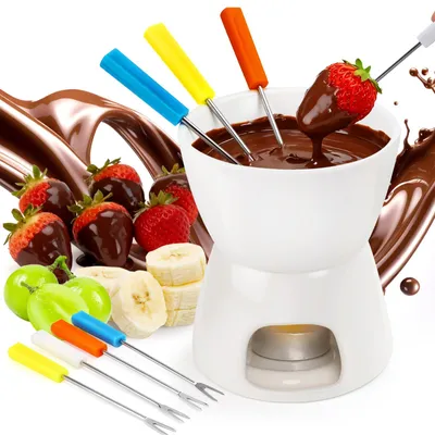 Keramik-Fondue-Set für Schokolade, 1 Stück, Weiß