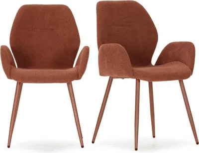 Image de CALICOSY - Fauteuils en lot de 2 en tissu avec pieds en métal H86 cm - SOLA