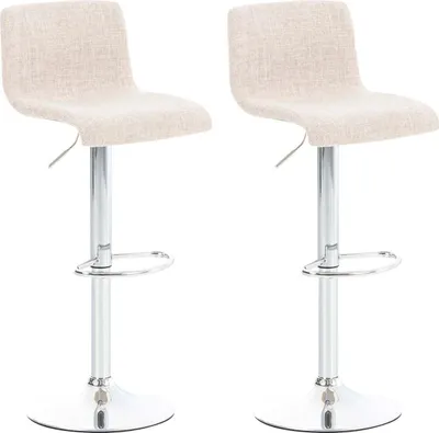 Produktbild von CLP 2er Set Barhocker Hover Stoff höhenverstellbar und drehbar creme Gestell Farbe chrom