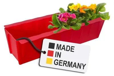 Image de BURI Bac à fleurs pour palettes Euro | 37,3cm rouge | Bac à plantes pour palette Euro | Bac de balcon | Pot de fleurs | en plastique solide | Germany