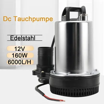 Produktbild von Wasserpumpe - Tauchpumpe - 12 V DC - 6000 l/h Förderleistung - 10 m max. Förderhöhe - Edelstahl - Elektrisch - Tragbar