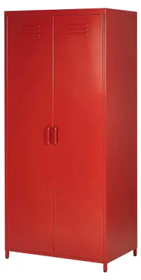 Produktbild von Hochschrank in Rot mit 2 Türen, 3 Fächern und Kleiderstange