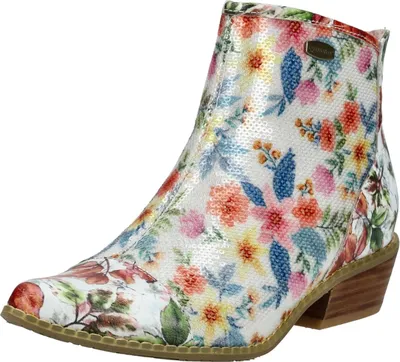 Produktbild von Laura Vita Damen Stiefelette Blumenprint mit Pailletten Boots HICNIO 25, Größe:37 EU, Farbe:Rot