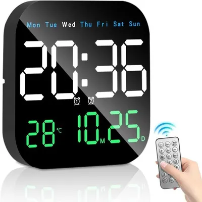 Produktbild von Multifunktionale Wanduhr mit Digitalanzeige, Digitaluhr mit Fernbedienung - DIGITIME
