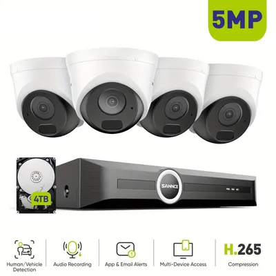 Obrázok produktu pre Bezpečnostná kamera – Kamerový dohľad – Vonkajšia kamera – Monitorovacia kamera – IP kamera – 4 kamery