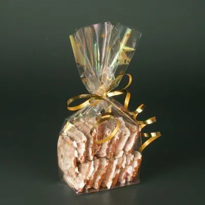 Produktbild von Papstar Bodenbeutel, PP 23,5 cm x 14,5 cm x 5,8 cm transparent "Sterne, gold", 20 x 10 Stück