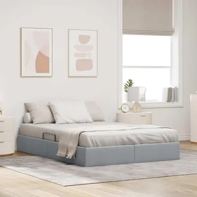 Immagine prodotto di Letto contenitore esclusivo, colore grigio chiaro, 135 x 190 cm, rivestito in tessuto