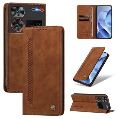Produktbild von Handyhülle für ZTE Nubia Z60 Ultra, Leder Wallet Klapphülle mit Standfunktion, Stoßfeste Schutzhülle Braun