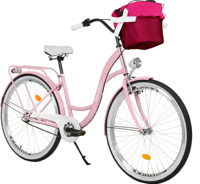 Produktbild von Milord Komfort Stadtfahrrad Fahrrad mit Korb Damenfahrrad, 28 Zoll, Rosa, 3-Gang