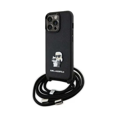 Zdjęcie produktu dla Etui Karl Lagerfeld Klhcp13Lsakcpsk Na Iphone 13 Pro / 13 Hardcase - Czarne Crossbody Saffiano Metal Pin Karl&Choupette