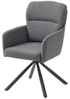 Produktbild von Gepolsterter Esszimmerstuhl, Kš¹chenstuhl mit dicker Polsterung, Armlehnen, Metallbeine, Grau