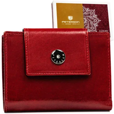 Obrázek produktu pro Peterson Dámská kožená peněženka RFID červená 12,5x9 cm