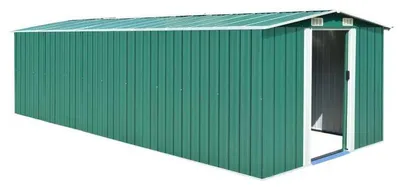 Zdjęcie produktu dla Duża metalowa szopa ogrodowa - 257x580x181 cm - Zielona - Z metalową konstrukcją i wentylacją