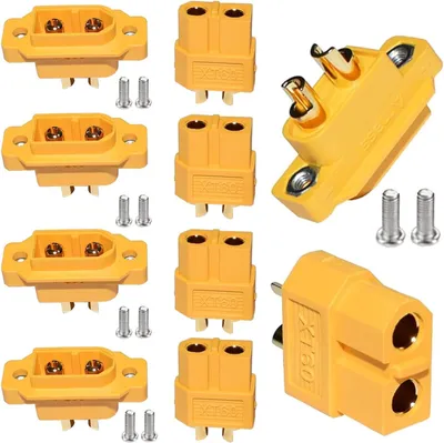 Obrázek produktu pro 5 párů zástrček a zásuvek XT60E-M - Montovatelné konektory XT60 pro baterie - Ideální pro RC modely letadel, závodní drony FPV