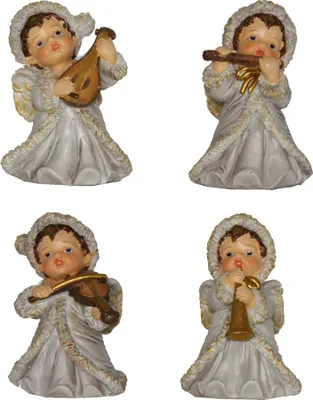 Produktbild von 4er Set Schutzengel Winterengelchen Polyresin 4,4 cm Höhe Dekofigur