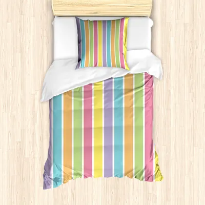 Produktbild von ABAKUHAUS Bunt Mantele, Pastell Sommer Funky, Milbensicher Allergiker geeignet mit Kissenbezügen, 135 cm x 200 cm - 80 x 80 cm, Mehrfarbig