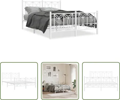 Produktbild von The Living Store Bettgestell mit Kopf- und Fußteil Metall Weiß 135x190 cm