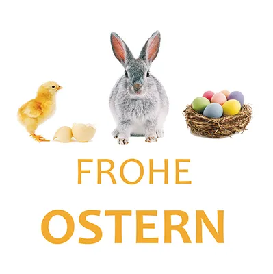 Produktbild von Wachsdekor, bunt, Frohe Ostern, 60 x 60 mm, 1 Stk.