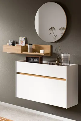 Produktbild von Garderobe Set 3-teilig "Borga" in weiß und Artisan Eiche 140 x 197 cm
