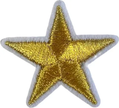 Produktbild von Stern-Sternchen-Emblem-Aufnäher zum Aufbügeln, goldweiß