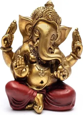 Zdjęcie produktu dla Statua Ganesha w kolorze złotym - 458 G; 14,3 x 10,5 x 17,7 cm